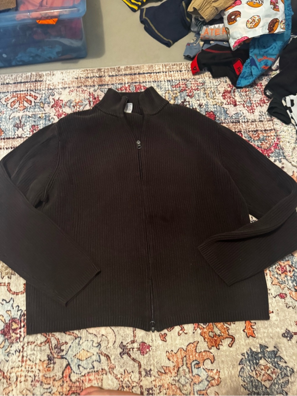GAP Men's black Ribbed Full-Zip Sweater